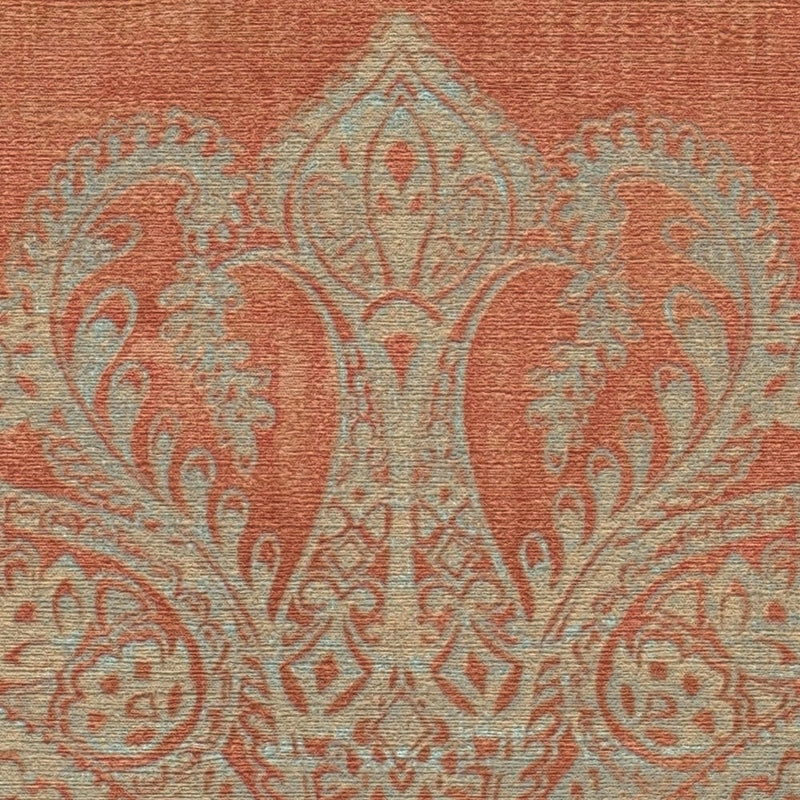 Non-woven Baroque wallpaper with ornaments in orange and gold, 1374030 AS Creation