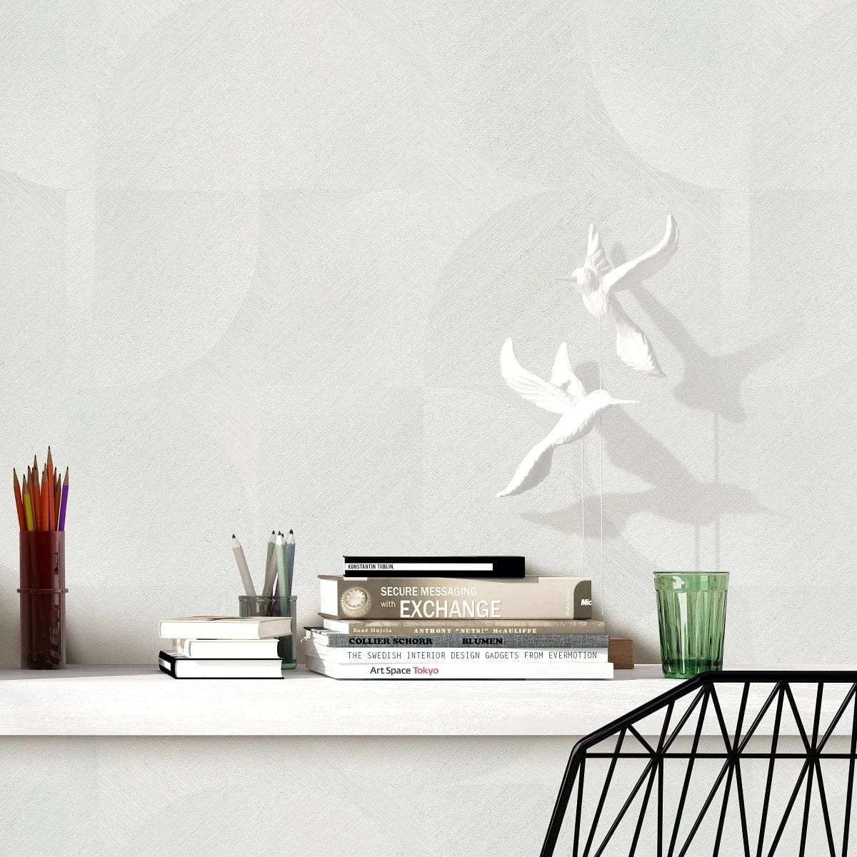 Flizelīna tapetes ar grafisku ornamentu baltā krāsā – tīrs un minimālistisks sienu dizains Erismann