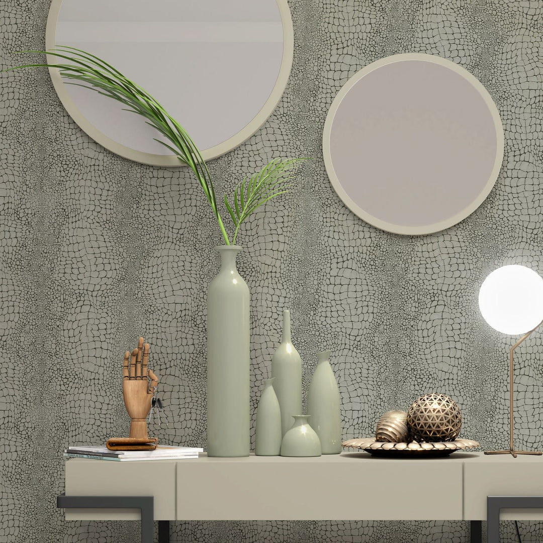 Flizelīna tapetes | Krokodila ādas imitācija | Pelēka/Taupe, 4010357 Erismann