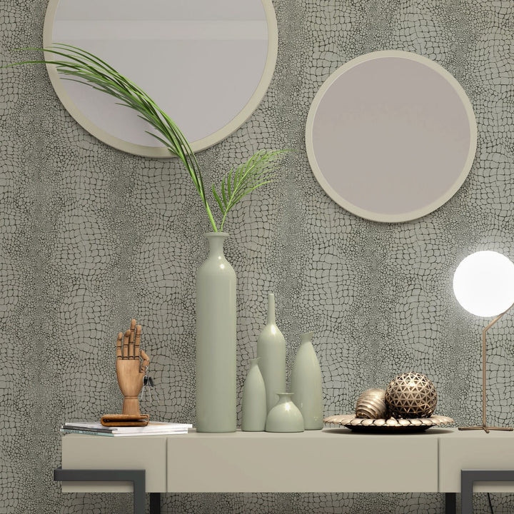 Flizelīna tapetes | Krokodila ādas imitācija | Pelēka/Taupe, 4010357 Erismann