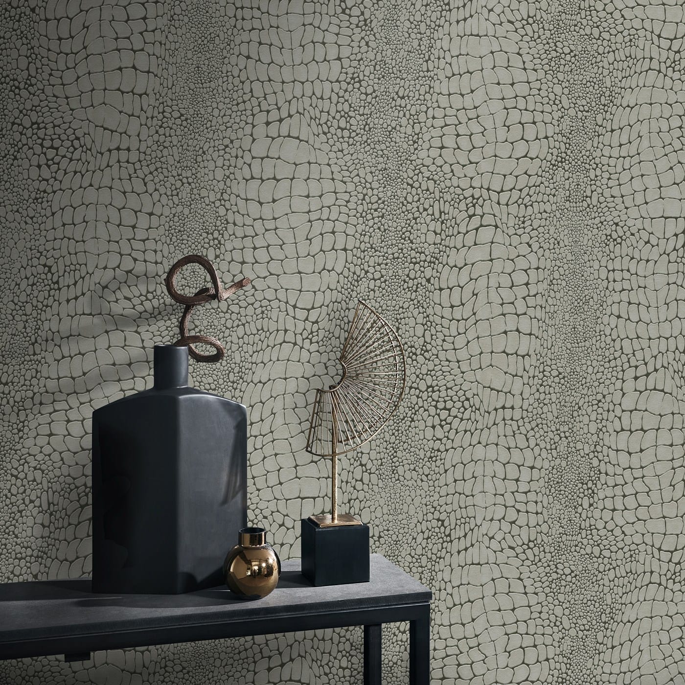 Flizelīna tapetes | Krokodila ādas imitācija | Pelēka/Taupe, 4010357 Erismann