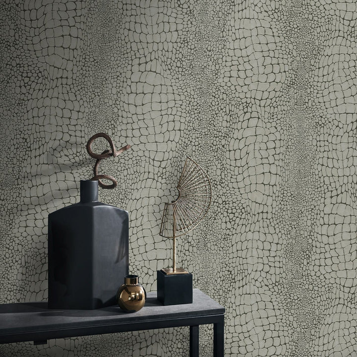 Flizelīna tapetes | Krokodila ādas imitācija | Pelēka/Taupe, 4010357 Erismann