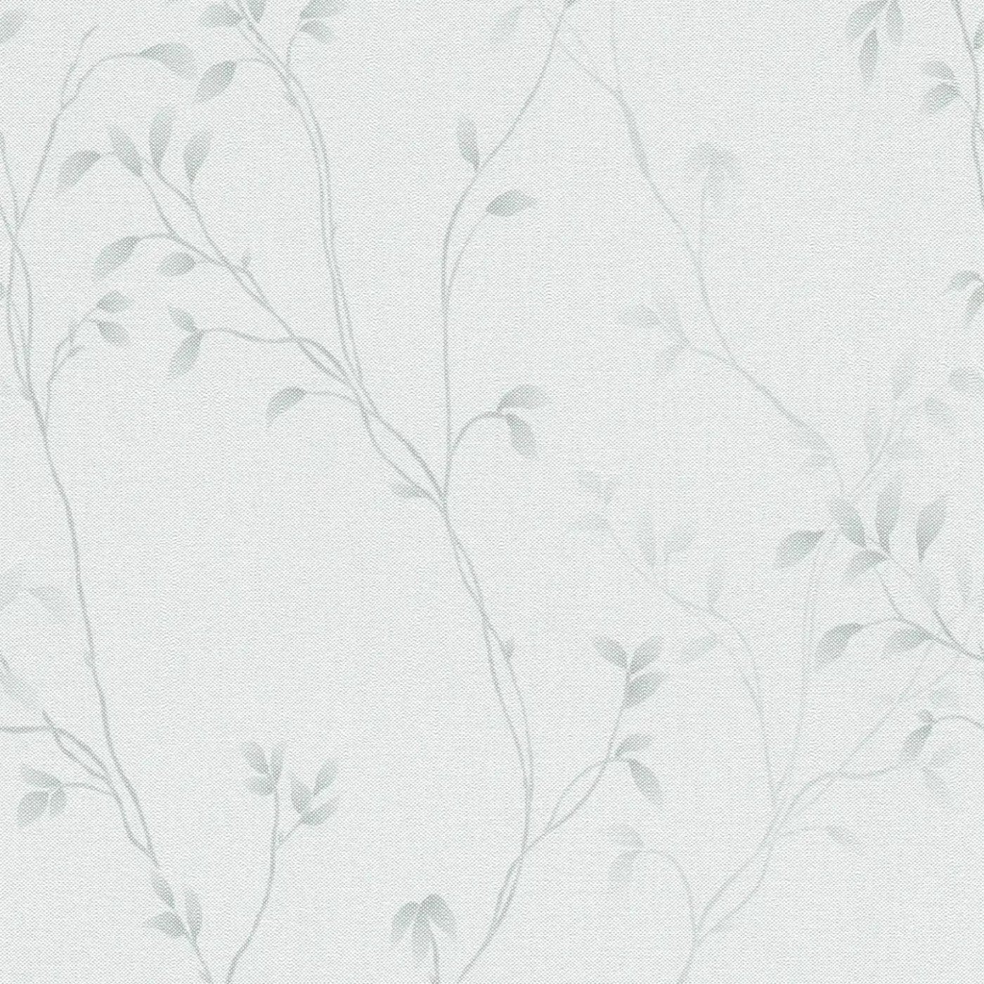 Flizelīna tapetes ar smalkiem zariņiem un lapām zaļgani pelēkā krāsā – Dabas iedvesmots dizains | 1410551 AS Creation