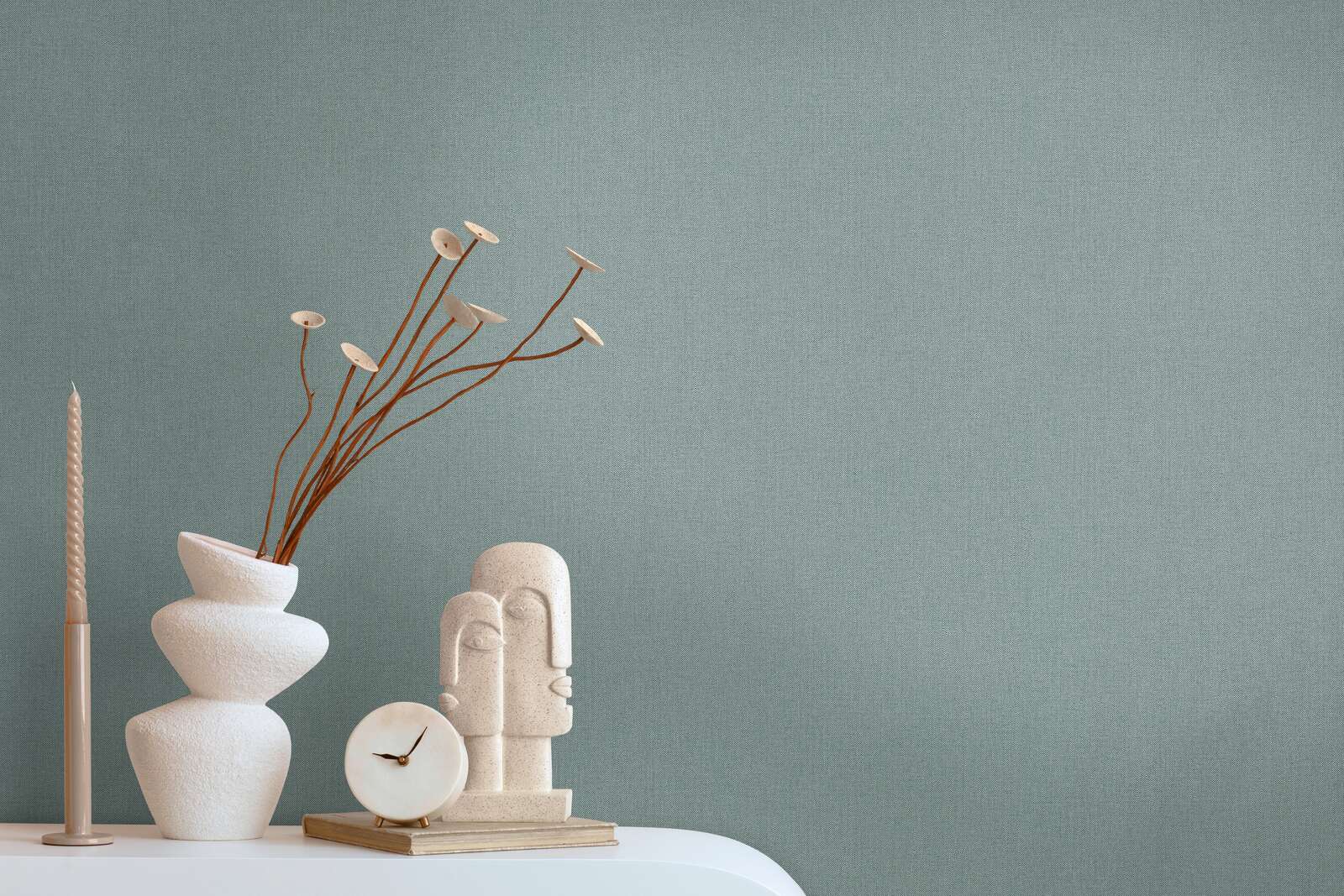 Flizelīna tapetes ar tekstila faktūru tumši zaļā krāsā – Dabas iedvesmots dizains | 1306424 Tapetenshop.lv