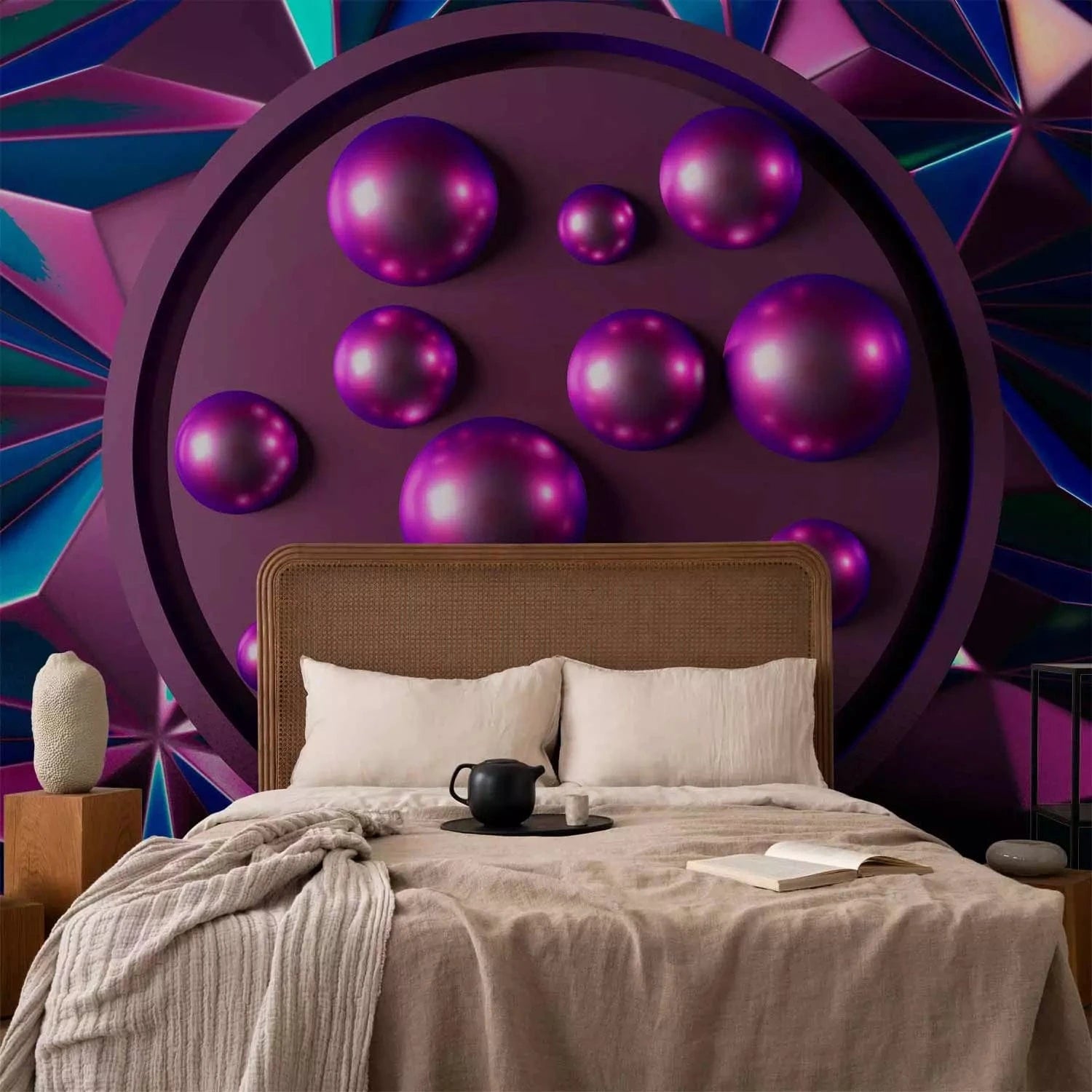 Fototapetes 3D - Apaļi objekti violetos toņos, 135457 Tapetenshop.lv