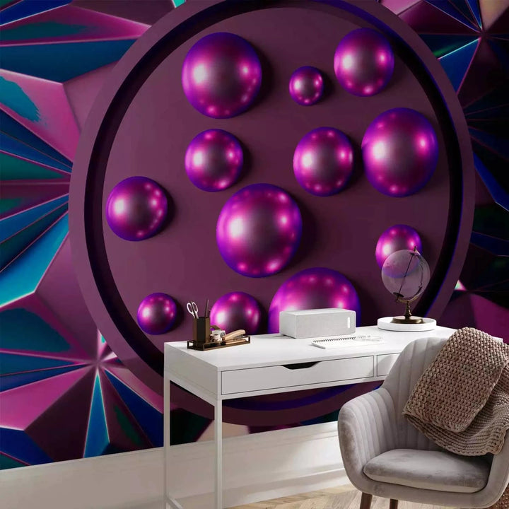 Fototapetes 3D - Apaļi objekti violetos toņos, 135457 Tapetenshop.lv