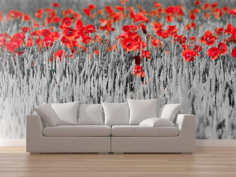 Wall Murals 60400 Poppies on black and white background G-ART