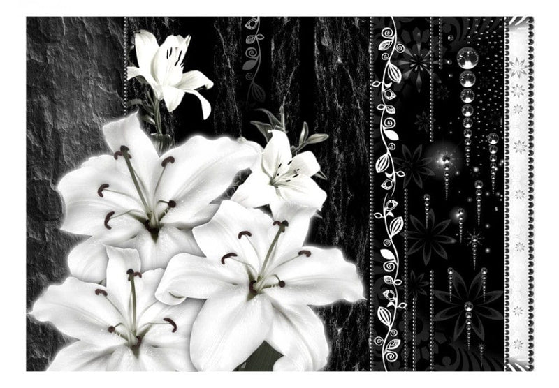 Fototapetes 60721 Baltas lilijas uz melna G-ART