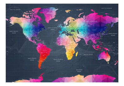 Fototapetes 95018 Pasaules karte: Krāsaini kristāli G-ART