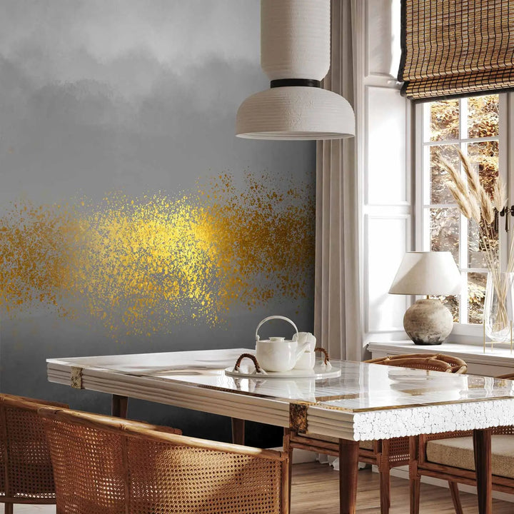 Fototapetai – abstrakcija su pilka ir aukso spalva | virtuvėje