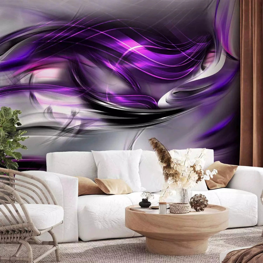 Fototapetes - Abstrakcija ar violetiem viļņiem - moderns dizains G-ART