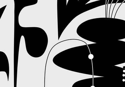 Fototapetai Abstrakti kompozicija - juoda, geometrinės ir gėlių formos, 149885 G-ART
