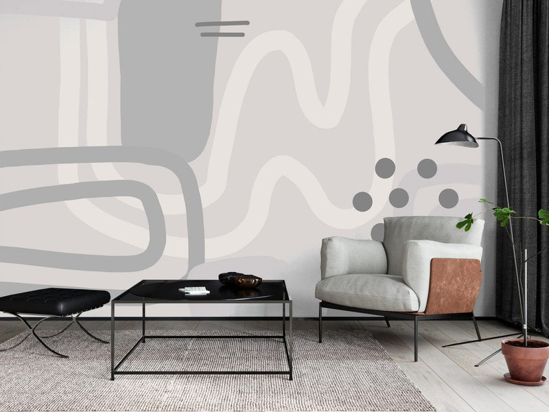 Wall Murals - Abstract shapes in shades of grey, 142542 G-ART