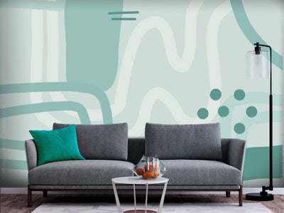 Wall Murals - Abstract shapes in shades of blue, 142543 G-ART