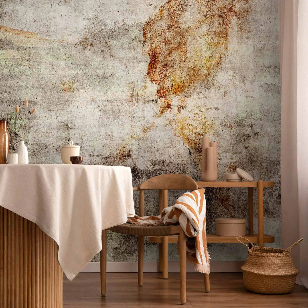 Фотообои в индустриальном стиле с текстурой состаренного бетона в гостиной