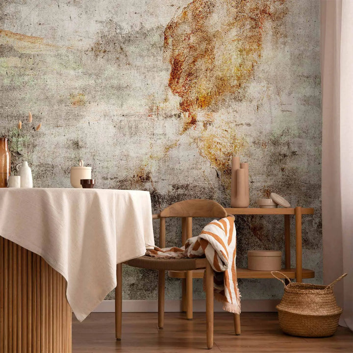 Фотообои в индустриальном стиле с текстурой состаренного бетона в гостиной