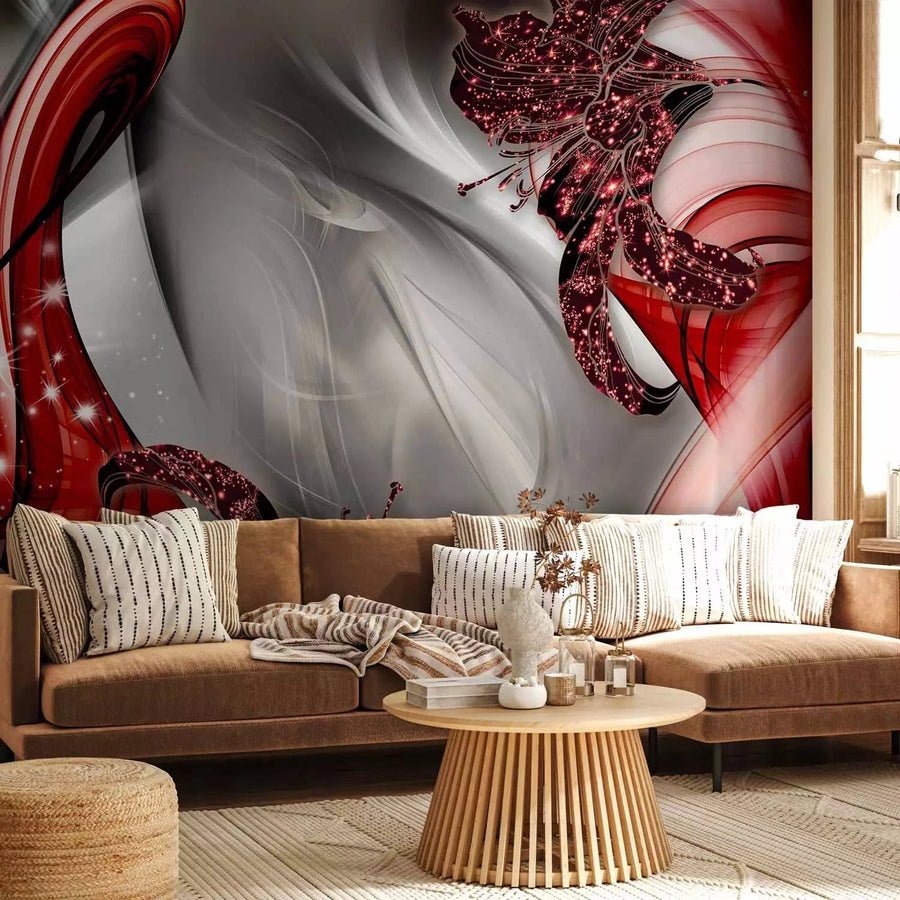 Fototapetes, abstrakcija pelēkā un sarkanā - Mīlestības mūzika G-ART
