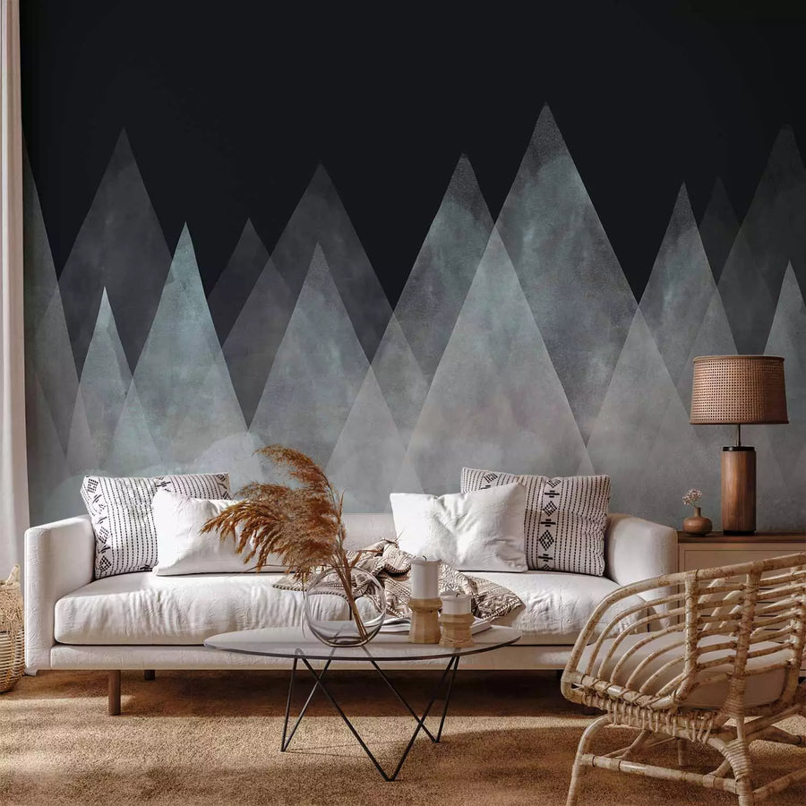 Fototapetes - Ainava ar kalniem uz melna fona - tumšas fototapetes G-ART