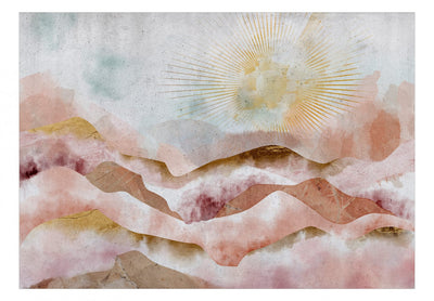Fototapetes - Akvareļu abstrakcija ar kalnu saulrietu, 138186 G-ART