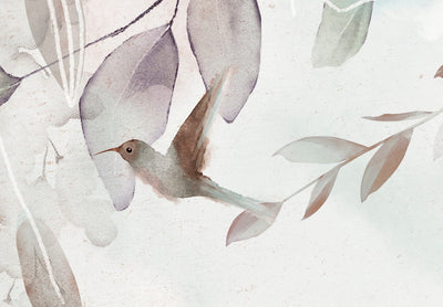 Фотообои - Акварельная композиция с листьями и птицами, 138465 G-ART
