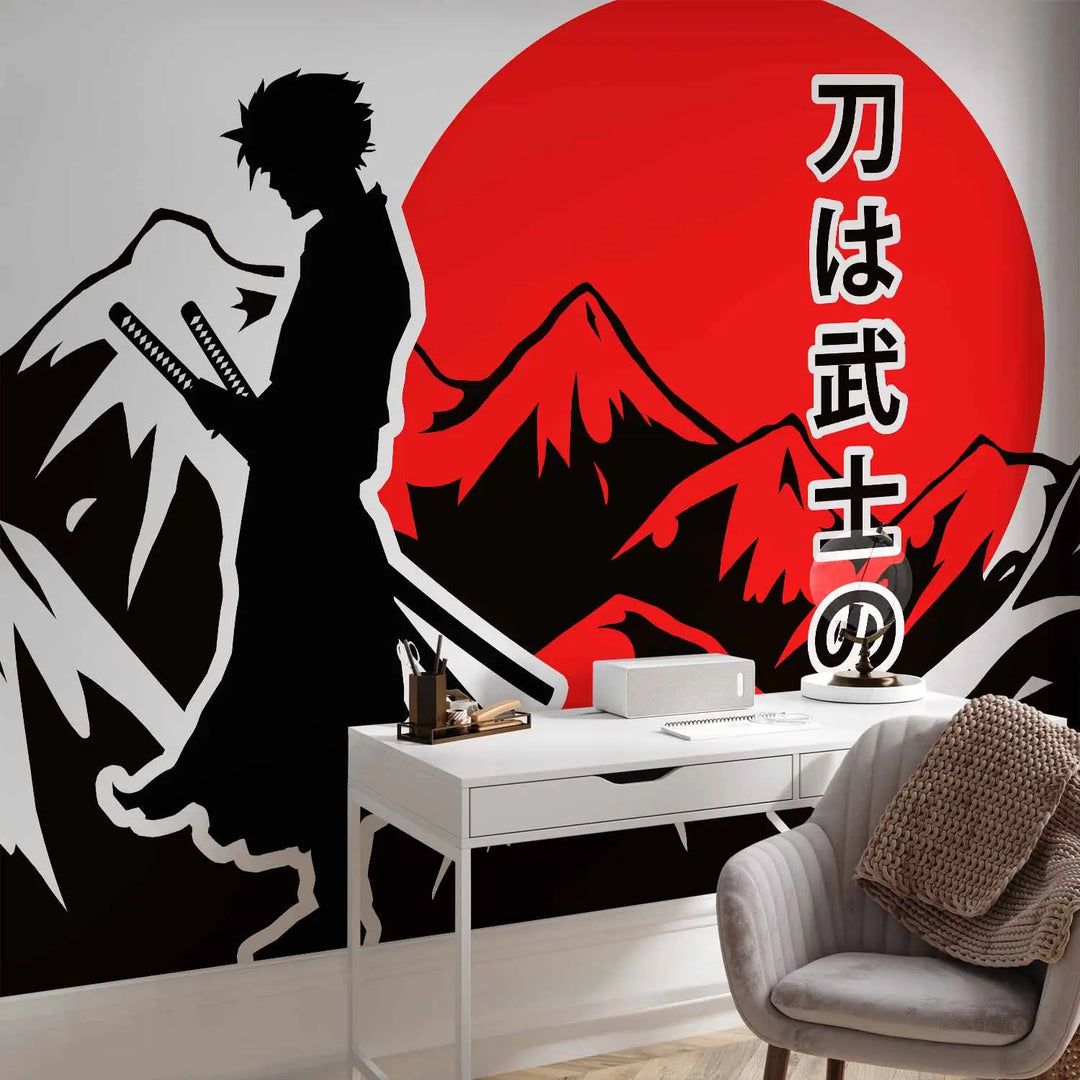 Anime stiilis fototapeet - Punase päikese samurai, 145516