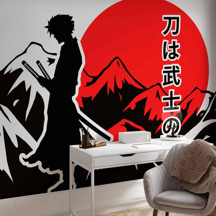 Anime stiilis fototapeet - Punase päikese samurai, 145516