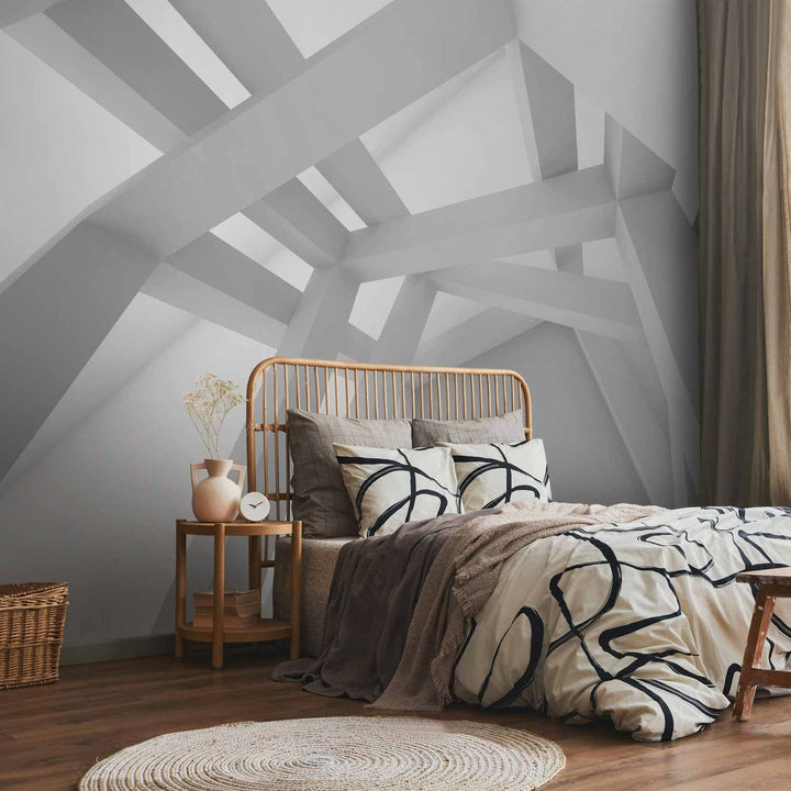 Fototapetes ar 3D ģeometrisko rakstu pelēkos toņos - 64836 G-ART