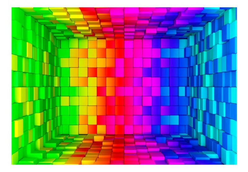 Fototapetes ar 3D optisku ilūziju 88775 Varavīksnes kubs G-ART