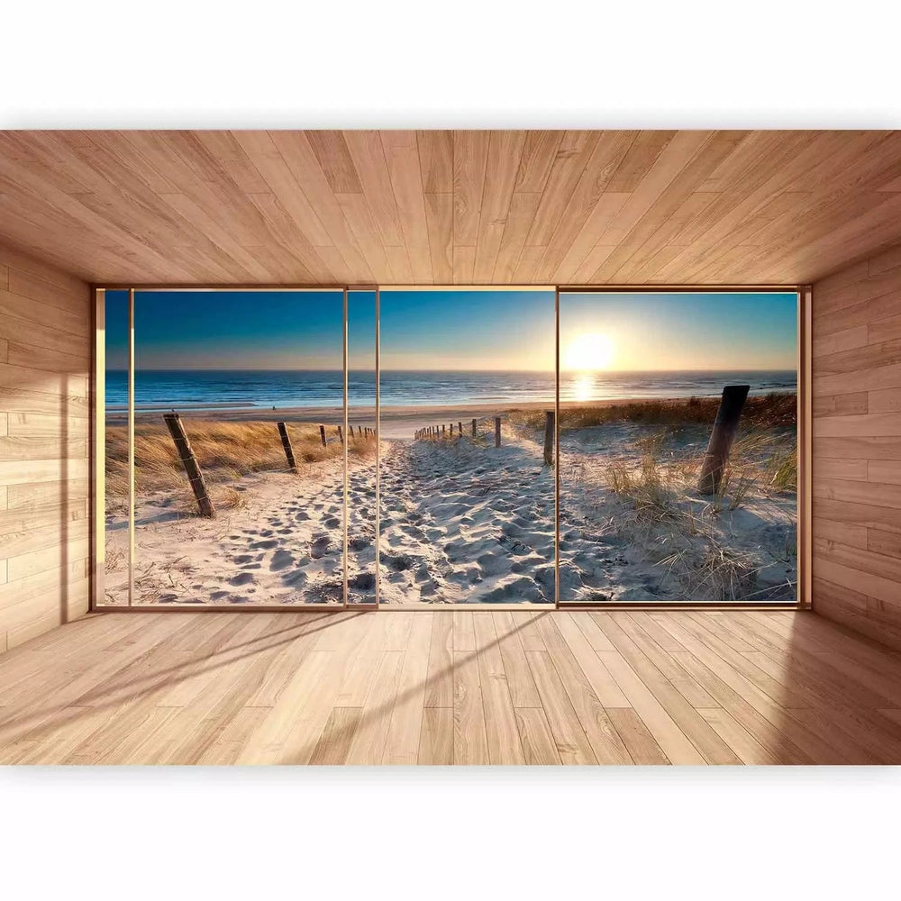 Fototapetes ar 3D optisku ilūziju - Skats no loga uz pludmali, 93111 Tapetenshop.lv