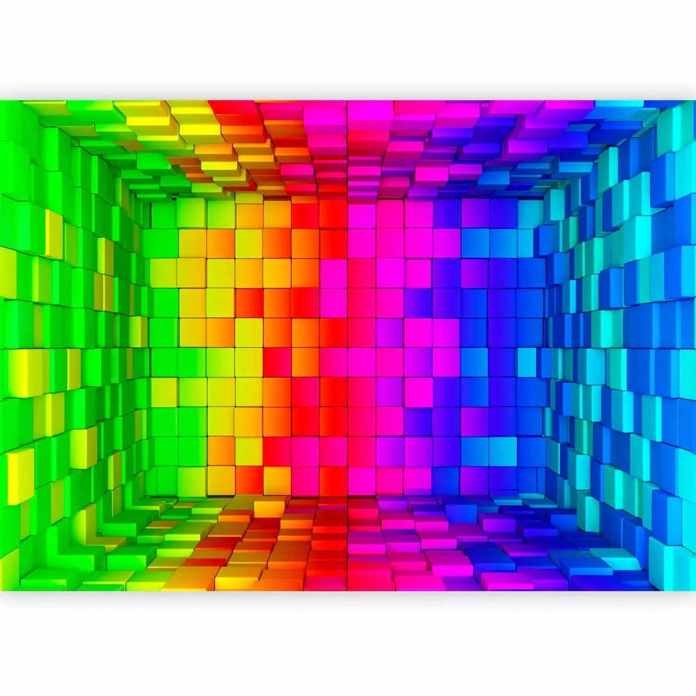 Fototapetes ar 3D optisku ilūziju - Varavīksnes kubs, 88775 Tapetenshop.lv