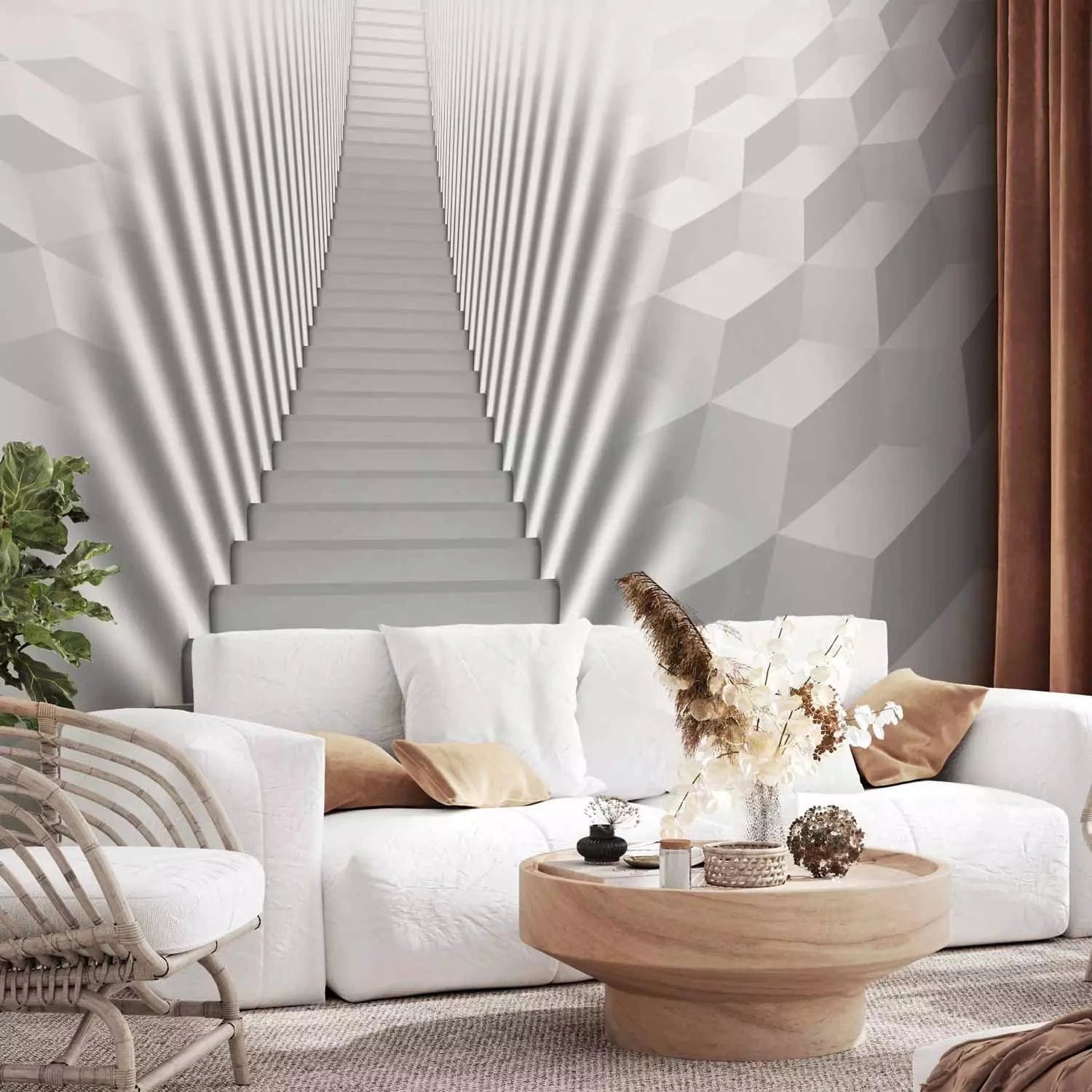 Fototapetes ar 3D rakstu baltā krāsā - Modernā arhitektūra, 62108 Tapetenshop.lv