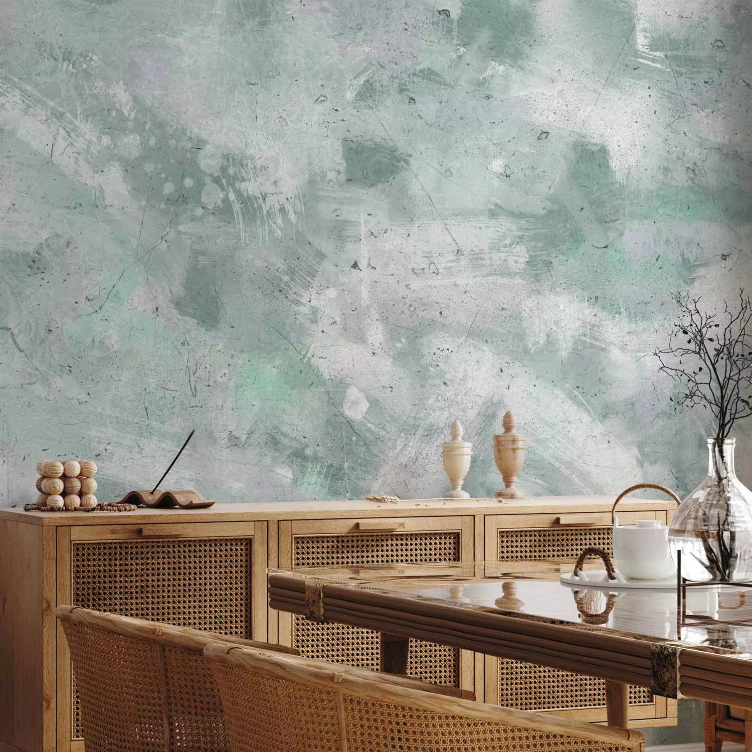 Fototapetes ar abstrakciju - Piparmētru abstrakcija - gaiši tirkīzā G-ART