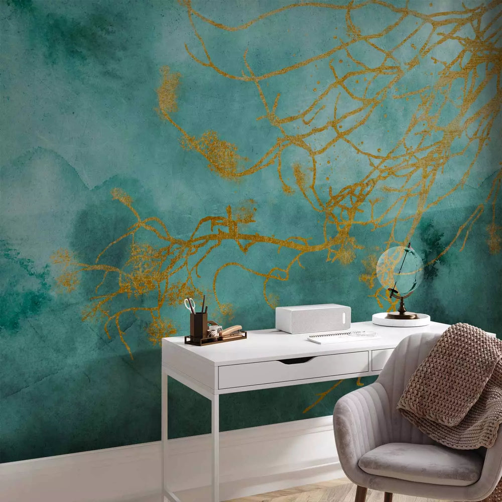 Fototapetes ar abstrakciju tirkīzā krāsā - Maigs vējš - 135488 G-ART