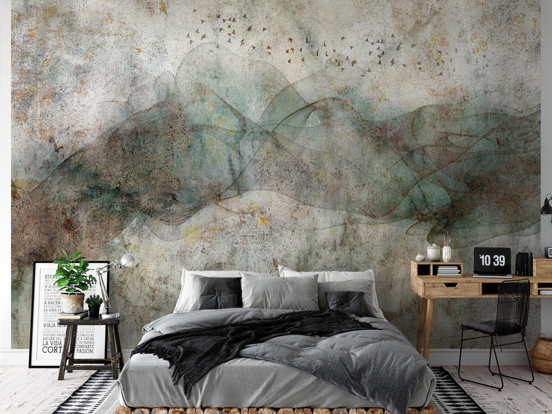 Wall Murals with abstraction and birds - Bird Path, 142702 G-ART