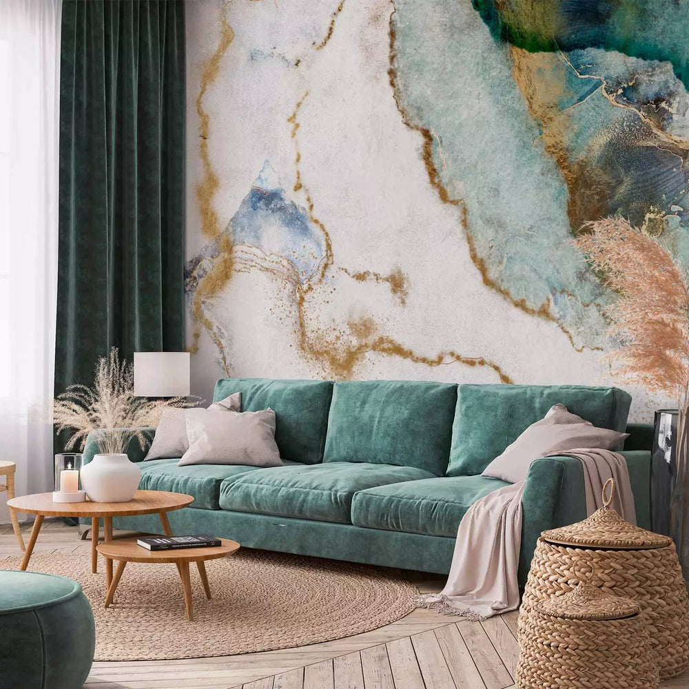 Fototapetes - abstrakta marmora akvareļa raksts, tikīzā, bēšā G-ART