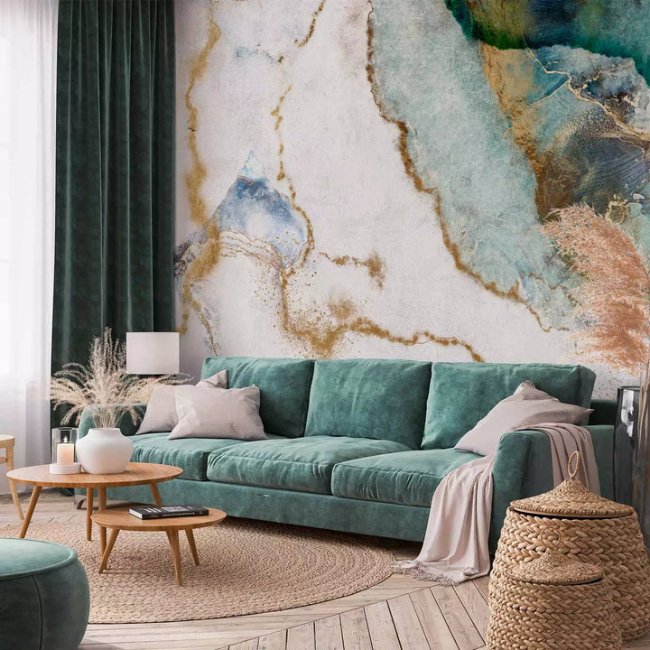 Fototapetes - abstrakta marmora akvareļa raksts, tikīzā, bēšā G-ART