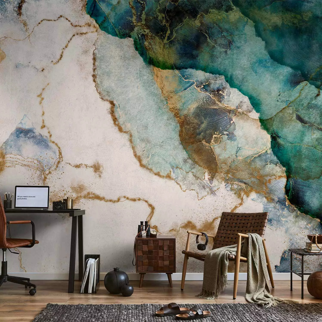 Fototapetes - abstrakta marmora akvareļa raksts, tikīzā, bēšā G-ART