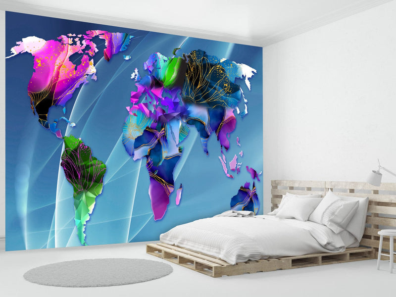 Wall Murals with abstract world map - Colours of the World, 142989 G-ART