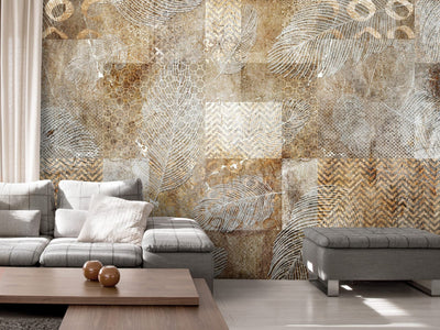 Wall Murals with abstract gold pattern - Golden composition, 142713 G-ART