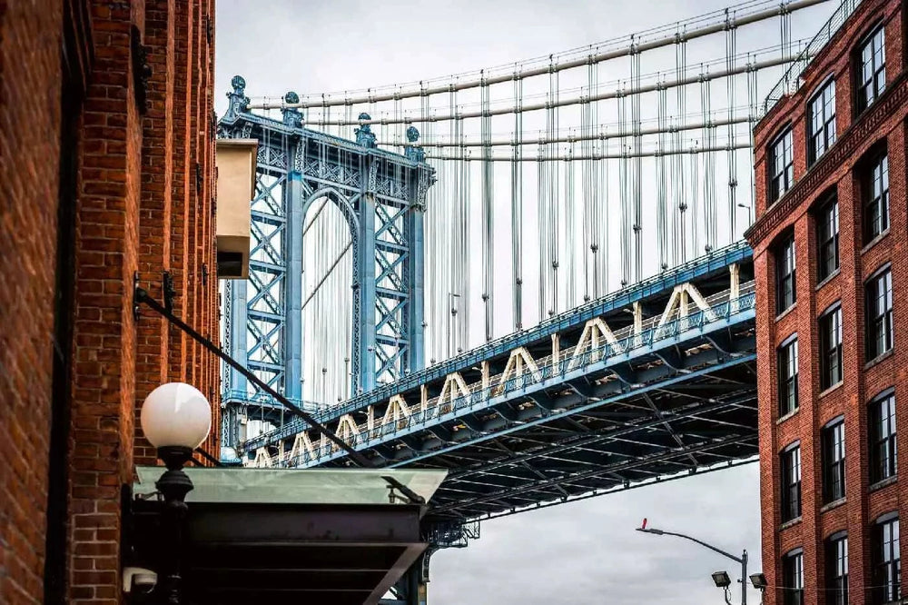 Fototapetes ar ASV tematiku - Manhattanas tilts, zila, brūna D-ART