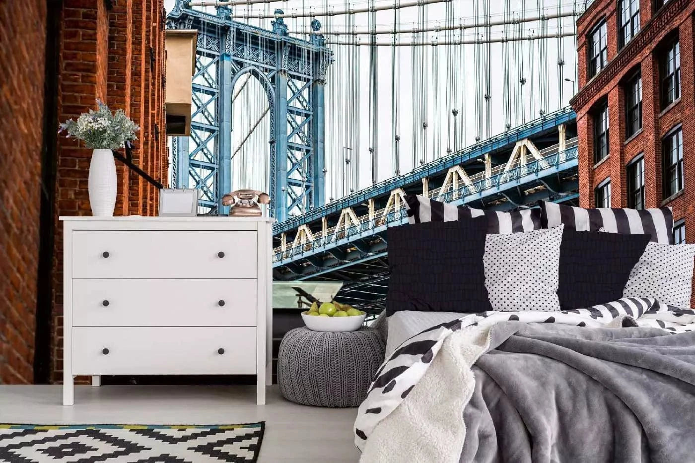 Fototapetes ar ASV tematiku - Manhattanas tilts, zila, brūna D-ART