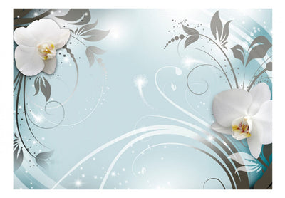 Fototapetes ar baltam orhidejām uz zila fona - Cerība, 59717 G-ART
