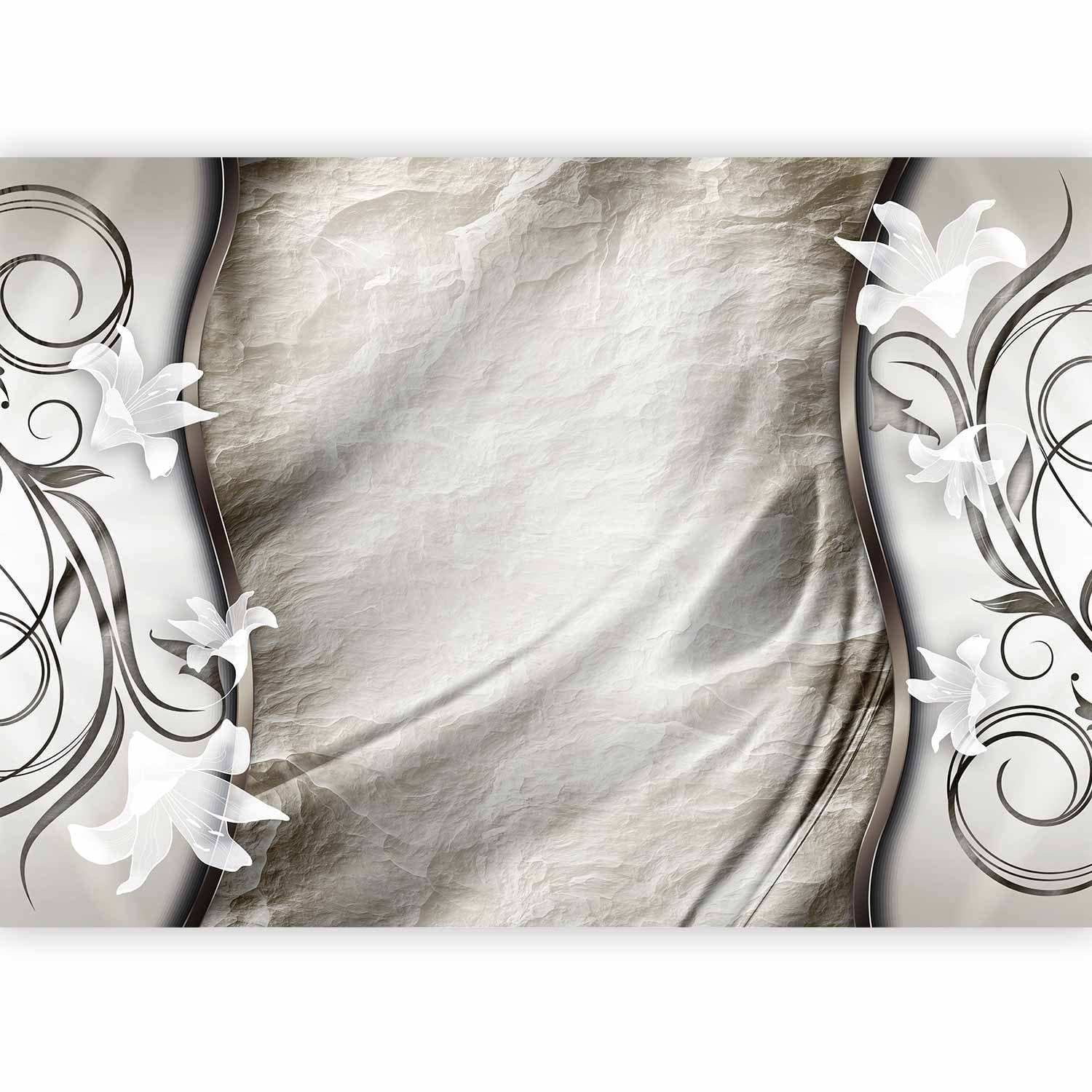 Fototapetes ar baltiem ziediem uz abstrakta fona - Miers - 60126 G-ART