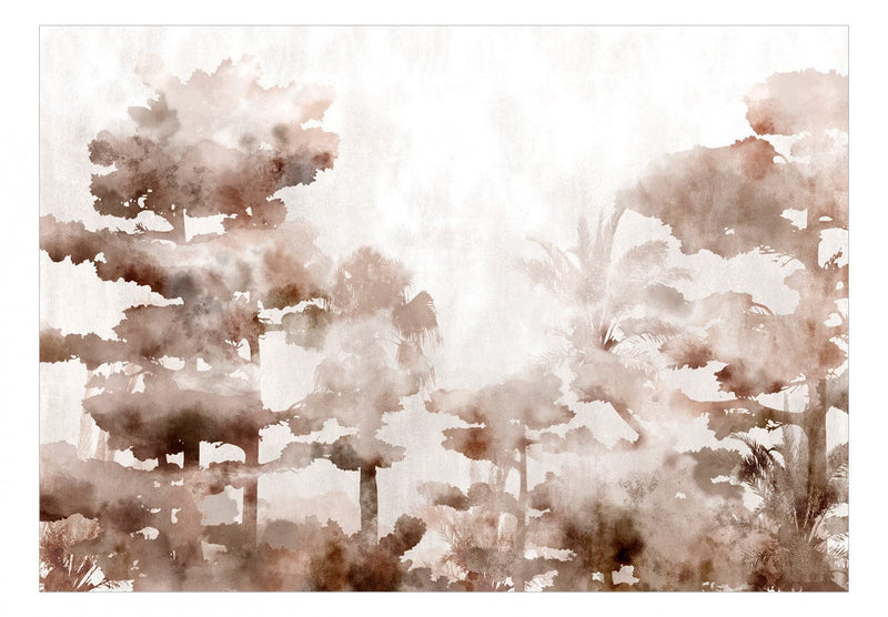 Fototapetes ar dabas rakstu brūnā krāsā - Akvareļu mežs, 134457 G-ART
