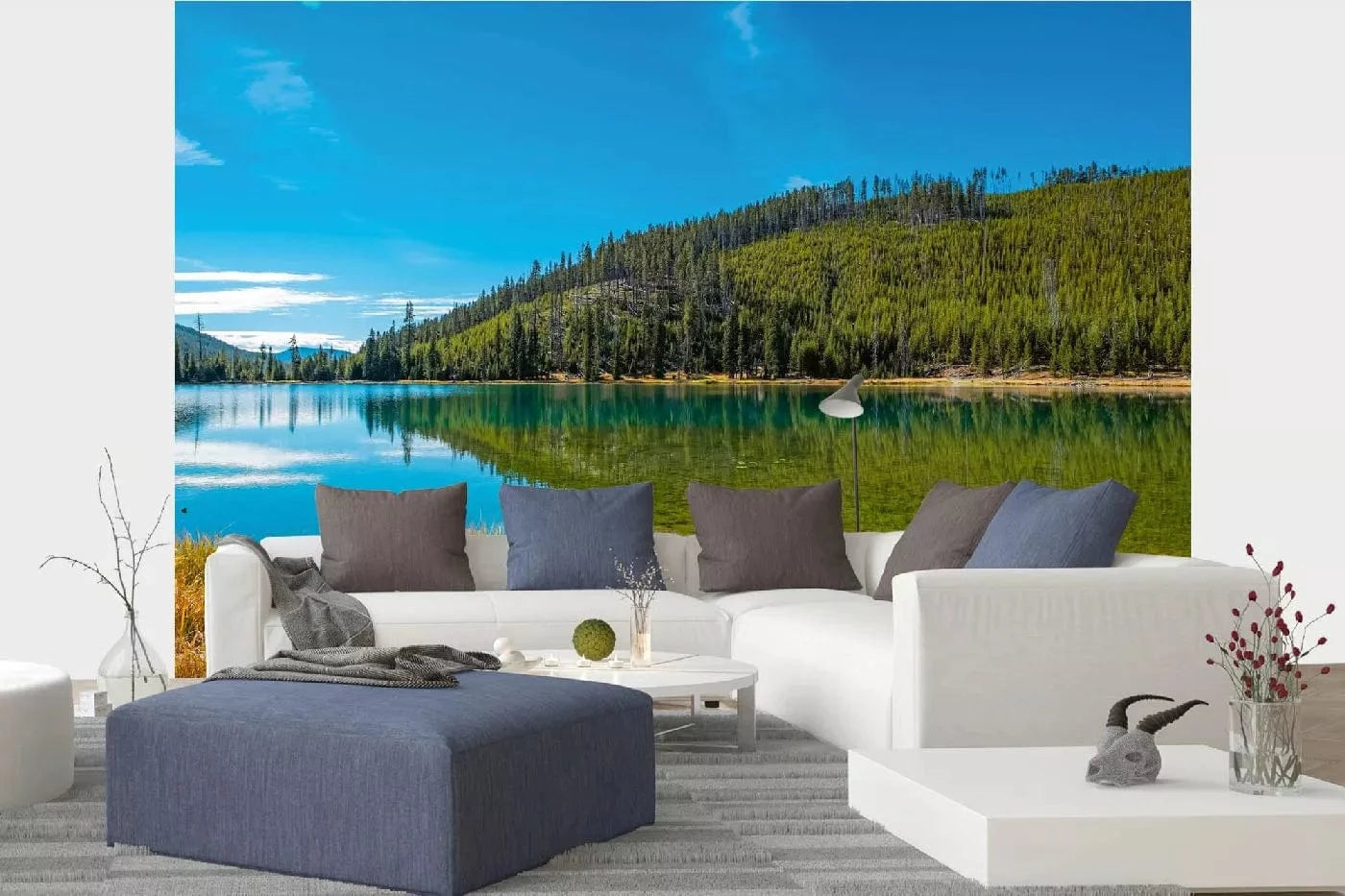 Fototapetes ar dabu - Ezers Jeloustounā, zilā, zaļā krāsā D-ART