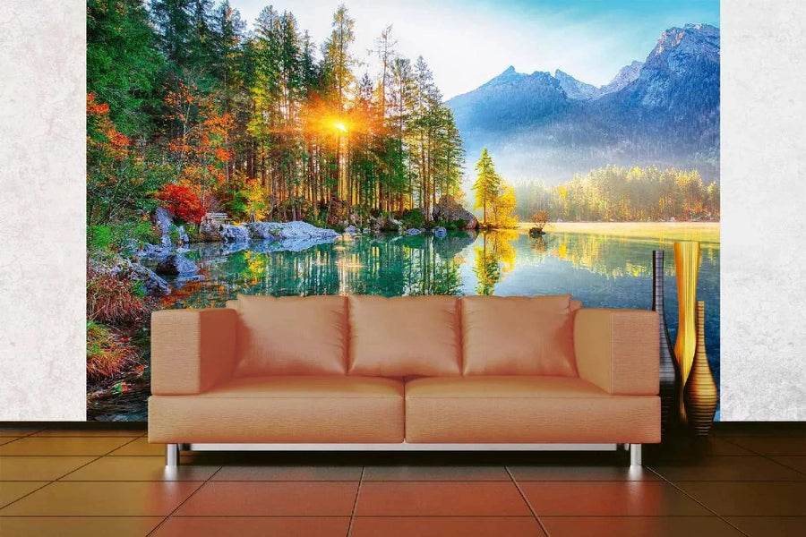 Fototapetes ar dabu - Hintersee ezers, zilā krāsā D-ART