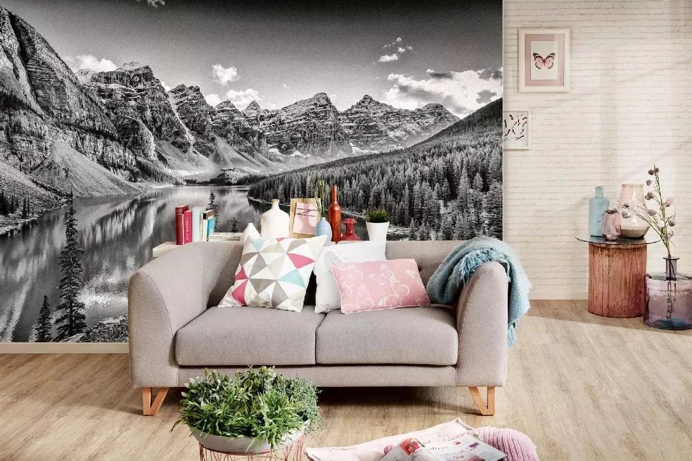 Fototapetes ar dabu - Kalnu ezers (melnbalta versija),  D-ART