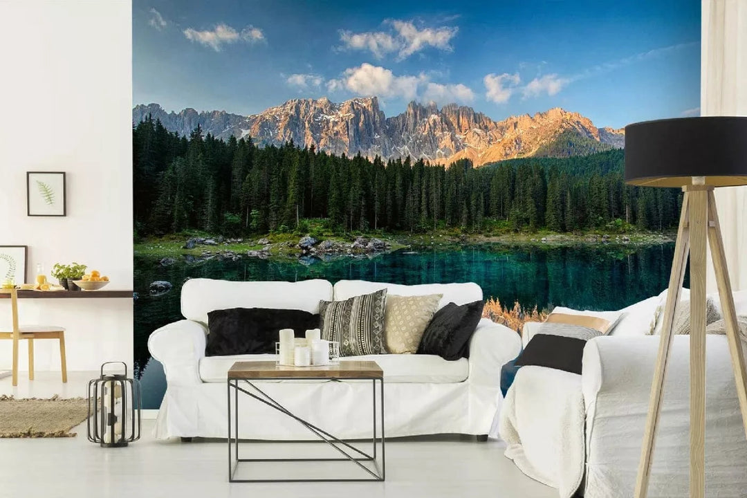 Fototapetes ar dabu - Lago di Carezza ezers, zilā, zaļā krāsā D-ART