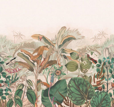 Wall Murals with tropical leaves of different sizes: beige, green, RASCH, 2045663, 318x300 cm RASCH