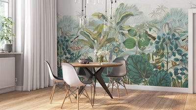 Wall Murals with tropical leaves in different sizes, RASCH, 2045633, 318x300 cm RASCH